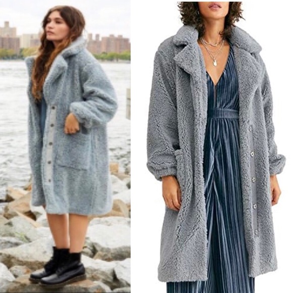 Tessa Teddy Coat Dusty Blue 